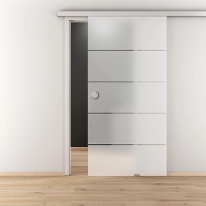 Glasschiebetür-Set Nova 503 Edelstahloptik mit Softeinzug inkl. Griffmuschel 200