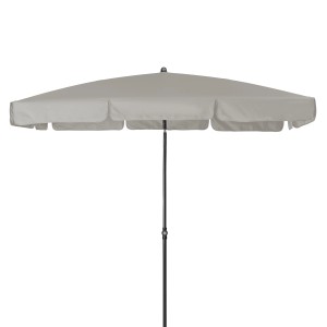 Hellgrauer, wasserdichter Doppler Balkonschirm (118x218 cm) mit Knickfunktion für optimalen Sonnenschutz.