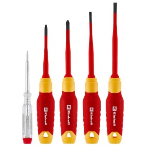 Einhell Elektriker Schraubendreher Set, 5-teilig, isoliert bis 1000V, mit Spannungsprüfer.
