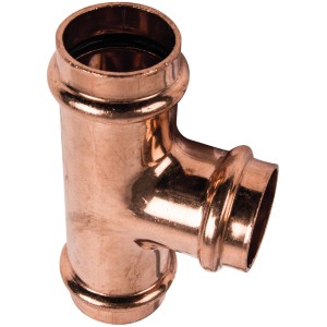 Kupfer-T-Stück Pressfitting 28mm für Trinkwasser- und Heizungsinstallation.