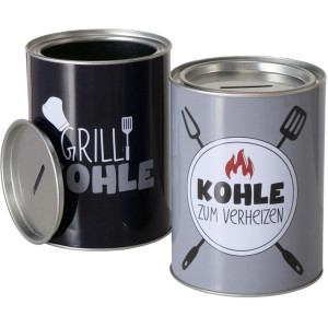 Boltze Spardose Grillzeit, 2-fach sortiert in Schwarz und Grau, Deko-Highlight für Grillfans.