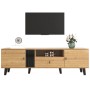 okwish TV Schrank mit Schubladen Stauraum Holzdesign 170x40x50.5cm Natur Schwarz_9