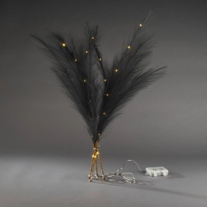 Dunkelgraues Deko-Gras mit 28 warmweißen LEDs, batteriebetrieben, für Innen-Weihnachtsdekoration.