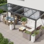 Anthrazitfarbene Terrassenüberdachung Professional 600x300 cm mit klarer Polycarbonat-Eindeckung.