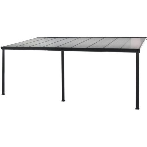 Anthrazit Terrassenüberdachung Solis Alu mit Polycarbonat Hohlkammerplatten.