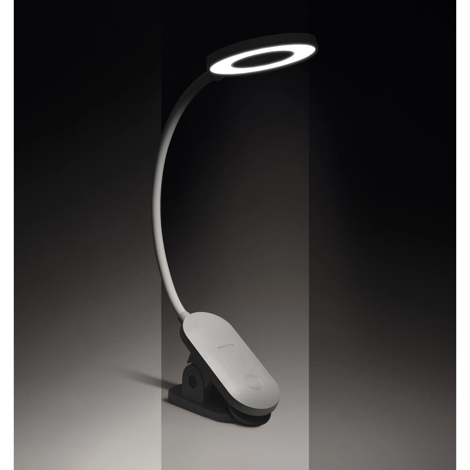 Philips Forys LED-Tischleuchte mit Clip und Akku, 5W, 4000K, 200lm, tragbar.