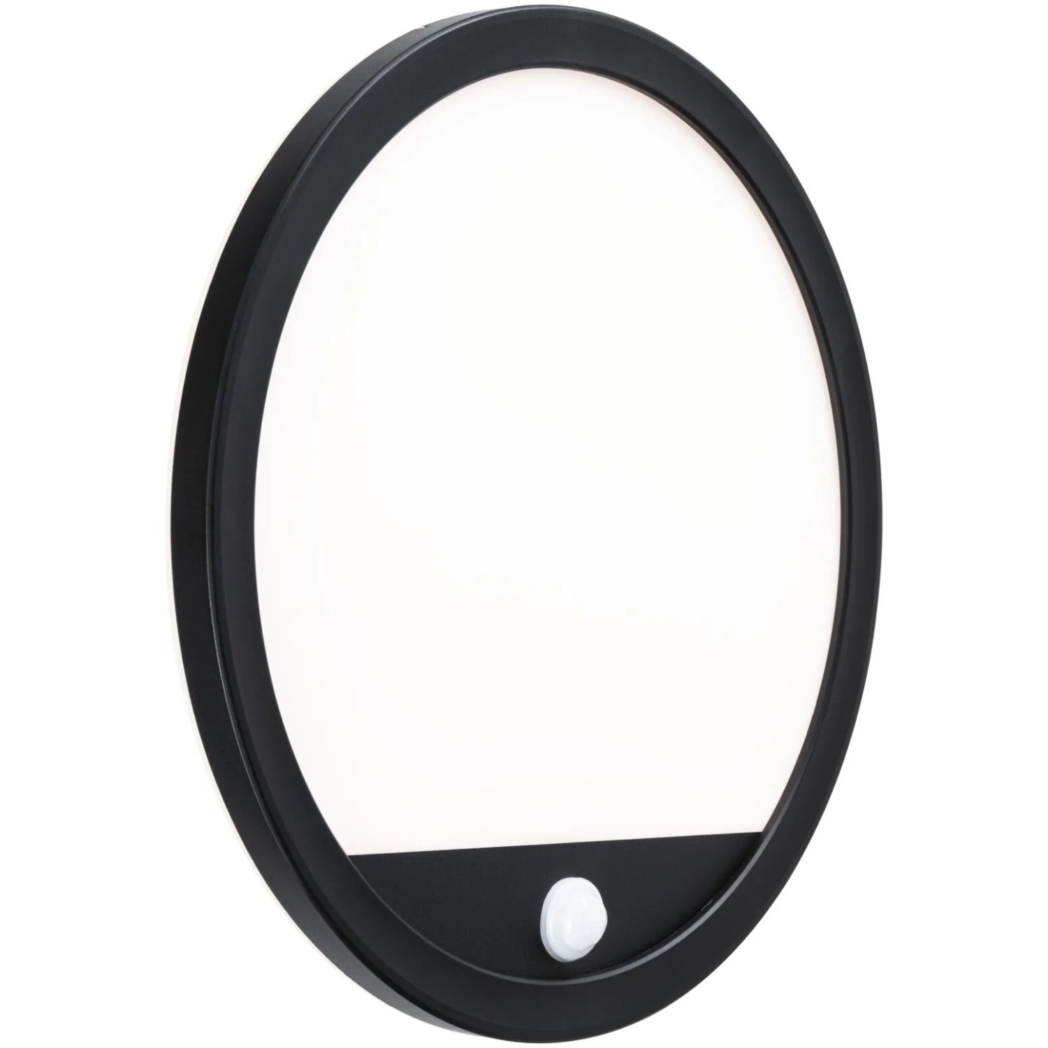 Runde Paulmann LED-Außendeckenleuchte Lamina mit PIR-Sensor, schwarz.