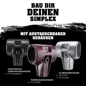 Halder Simplex Hammer: Gehäusevarianten aus Temperguss und Aluminium für Schonhammer.