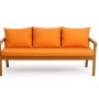 Orangefarbenes Bankkissen-Set für 3-Sitzer Gartenbank, bestehend aus Sitz- und Rückenkissen.