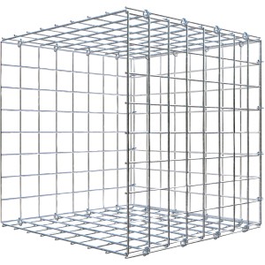 Gabiona Anbaukorb Typ 2, 40x40x40 cm, Maschenweite 5x5 cm, aus galvanisiertem Drahtgitter.