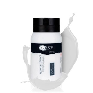Artina Crylic Acrylfarbe Titanweiß, 500ml. Künstlerfarbe für Acrylmalerei mit hoher Deckkraft.