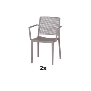 Siena Garden Stapelsessel-Set Square, 2-teilig, taupe. Gartenstuhl aus Polypropylen.