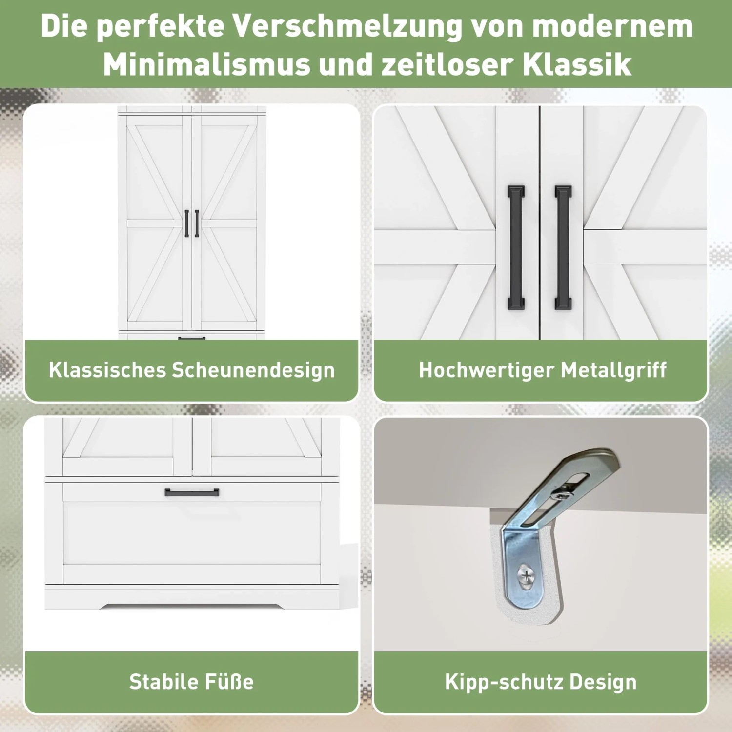 okwish Küchenaufbewahrungsschrank mit Einlegeböden Schubladen Weinregal 80x40x180cm Weiß_7