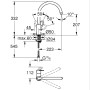 Technische Zeichnung Grohe QuickFix Spültischarmatur Start Loop Supersteel mit Maßangaben.