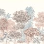 Komar Vlies Fototapete Painted Trees, 400x280 cm, mit Baum-Motiv in zarten Farben für Wohn- und Schlafräume.