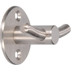 Siro Garderobenhaken aus Edelstahl, feingeschliffen, mit zwei Aufhängemöglichkeiten und Befestigungslöchern.