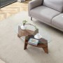 okwish Beistelltisch mit Sicherheitsglas Fächerförmiges Gestell Esszimmer Büro 105x60x35cm Braun_4