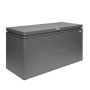 Dunkelgrau-metallic Biohort Loungebox 160 aus Metall mit Zylinderschloss, regenwasserdichte Universalbox für Garten.