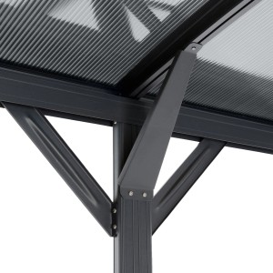 Detailaufnahme Floraworld Carport Aluminium Anthrazit: Stabile Pfosten und Bogendach.