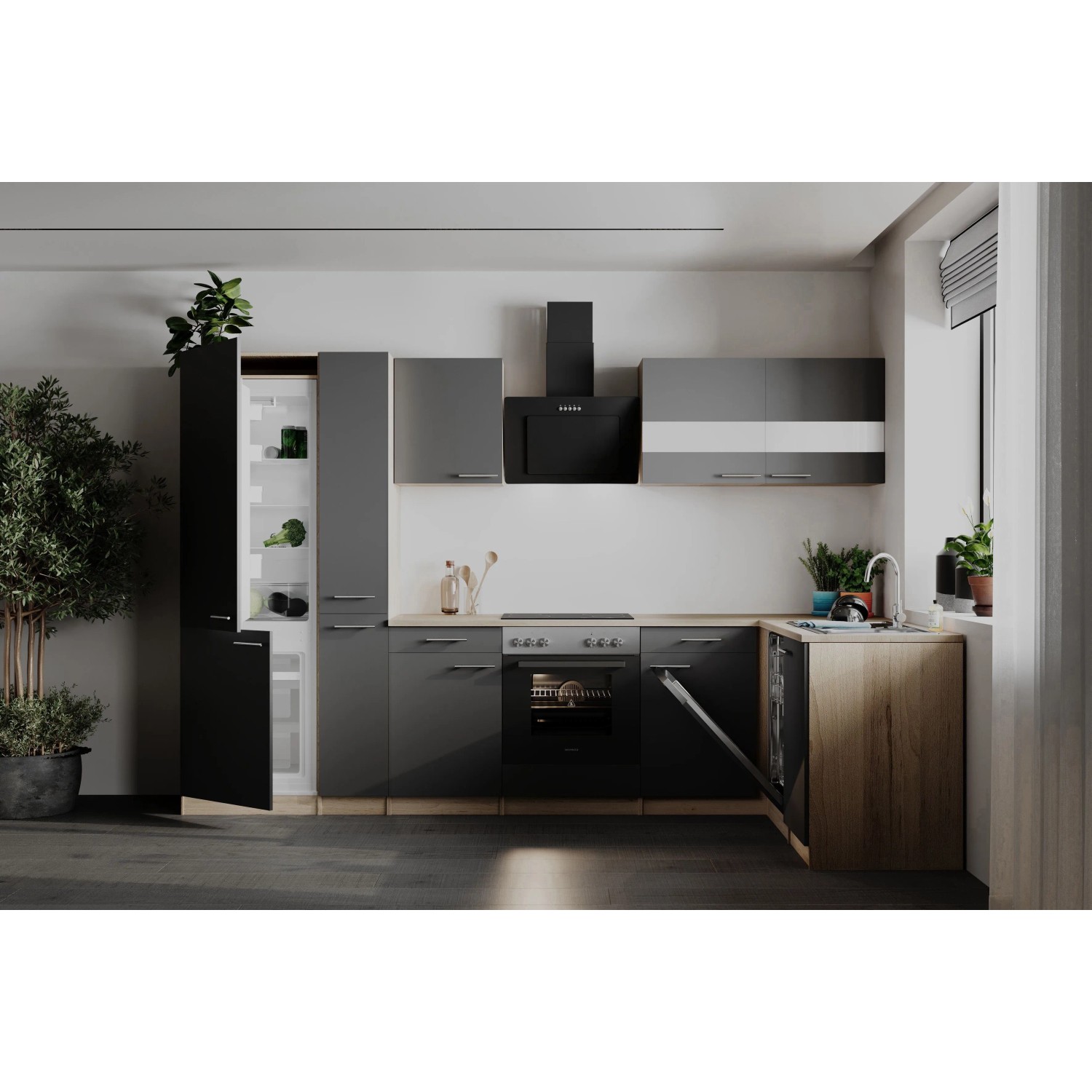 Respekta Winkelküche Merle 310 cm Grau_3