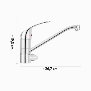 baliv Küchenarmatur KI-1182 Chrom, Einhebelmischer mit Geräteanschluss und Maßangaben.