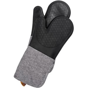 Wenko Topfhandschuhe Ada 2er-Set, schwarz/grau, mit Silikon-Handflächen für sicheren Grill- und Ofengebrauch.
