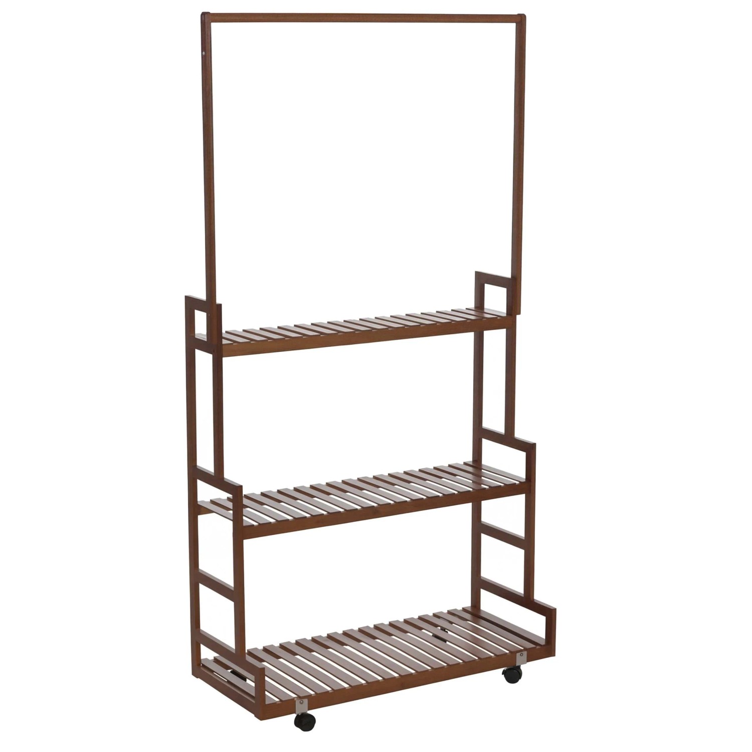 MCW Bambus Pflanzenregal Q33 Stange 3 Ablagen Rollen 175x93x38cm Braun  kaufen bei OBI