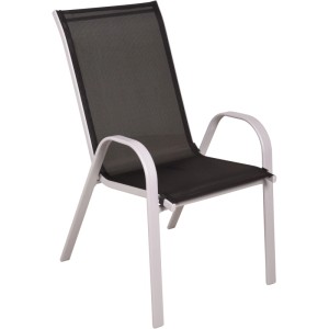 Garden Pleasure Stapelstuhl Riona, 2er-Set, grau mit schwarzer Sitzfläche. Gartenstuhl für Terrasse und Balkon.