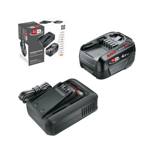 Bosch 18V Starter-Set mit 4,0 Ah Akku und Ladegerät für Elektrowerkzeuge.