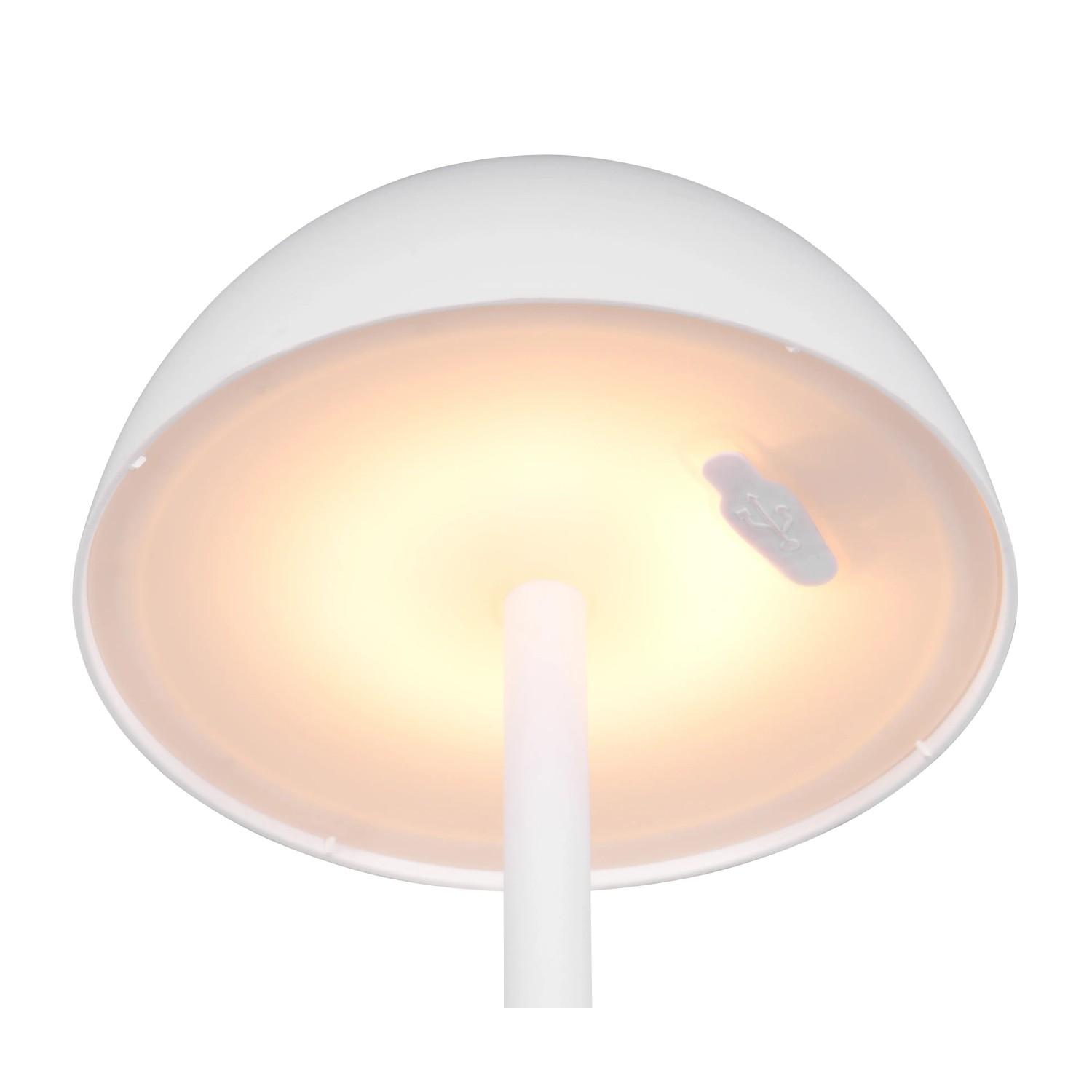Weiße Reality LED-Tischleuchte Ricardo, Ø 13,5 cm, mit warmweißem Licht.