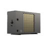 Steinbach Silent 5 Pool Wärmepumpe, Heizleistung 5000 W, für Pools bis 25000 l. Graues Gehäuse mit goldfarbenem Gitter.