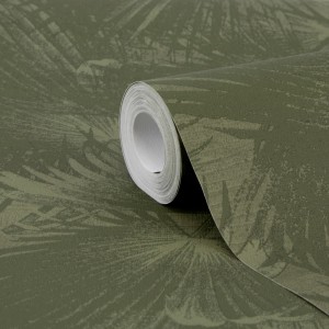 Rolle grüne Vliestapete mit Palmenmuster von LOOKS by Wolfgang Joop.