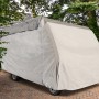 Graue Wohnmobil-Schutzhülle (750x235x270 cm) schützt vor Witterung und Schmutz.