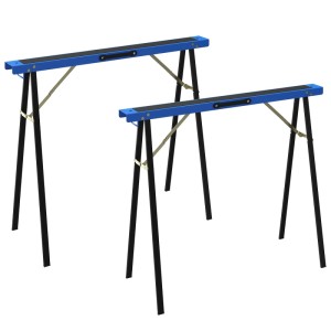HOMCOM Sawhorse Metall EVA 99,5L x 36,5B x 78,5H cm Blau+Schwarz