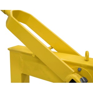 Detailaufnahme des gelben Güde Steinknackers GSK 140/420, ein Baugerät zum Trennen von Steinen.