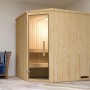 Weka Element-Ecksauna Varberg 2 Sparset mit Glastür, Fichte natur, 5,4 kW Ofen.
