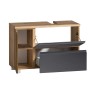 Held Möbel Ancona Unterbeckenschrank, 85cm, Grau-Wotaneiche, mit Schublade und Stauraum.