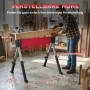 Roter, höhenverstellbarer HOMCOM Metall-Arbeitsbock mit EVA-Polsterung in Werkstatt, Mann arbeitet mit Holz. 64-81 cm Höhe.