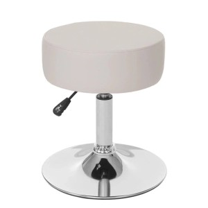 MCW 2er-Set Hocker C22, creme, Kunstleder, höhenverstellbar, mit verchromtem Fuß