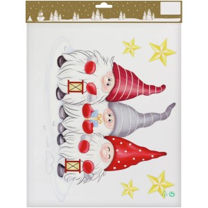 Weihnachtliche Fenstersticker Wichtel im Beutel Bunt 29 cm x 38 cm