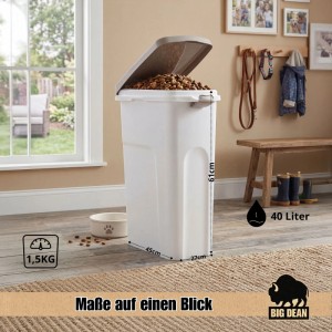 BigDean Futterbehälter 40 Liter mit Rädern Dichtungsring Verbindbar