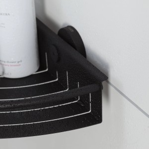 Schwarze Tiger Boston Eck-Duschablage aus Edelstahl, mit Duschgel. Praktisches Duschregal.