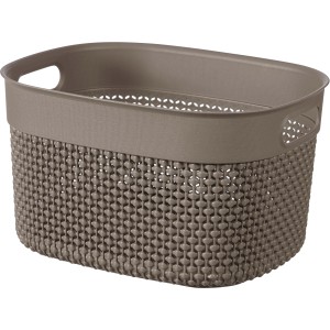 Curver Filo S Recycling-Korb in Cappuccino, 6L Aufbewahrungsbox mit dekorativer Flechtstruktur.