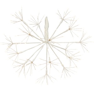 Weiße LED Deko-Kugel (Ø 40cm) für Außen, mit warmweißen Lichtern als Weihnachtsfigur.