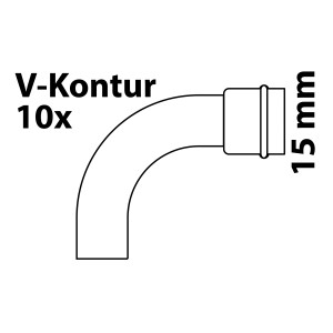 Abbildung eines 90° Kupfer Bogen 15 mm, geeignet für Pressfittings, 10 Stück