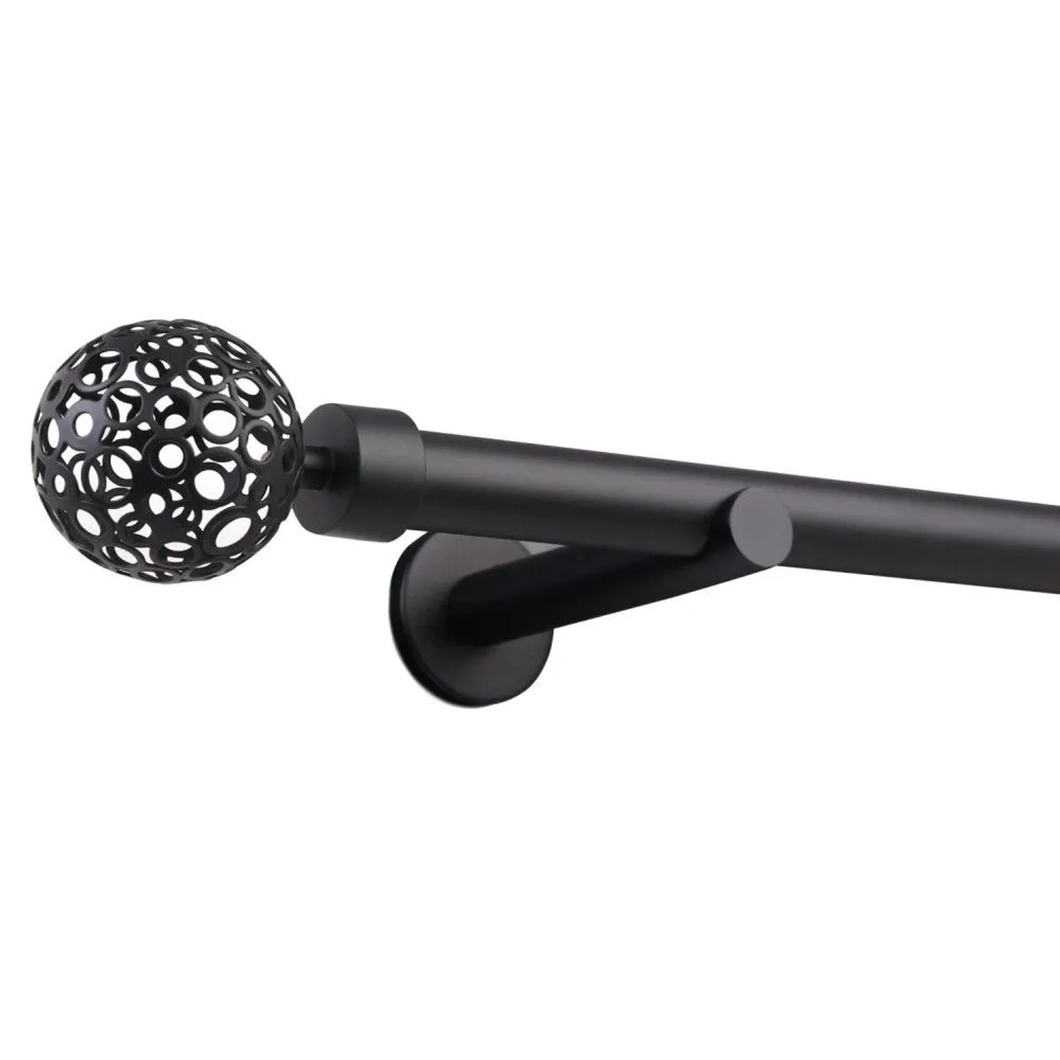 Deco-Raum Gardinenstange nach Maß 1-Lauf Kugel Ø 25mm Schwarz 390cm
