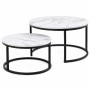 okwish Beistelltisch mit Stapelbarem Metallrahmen Wohnzimmer 87x 87x13cm Schwarz