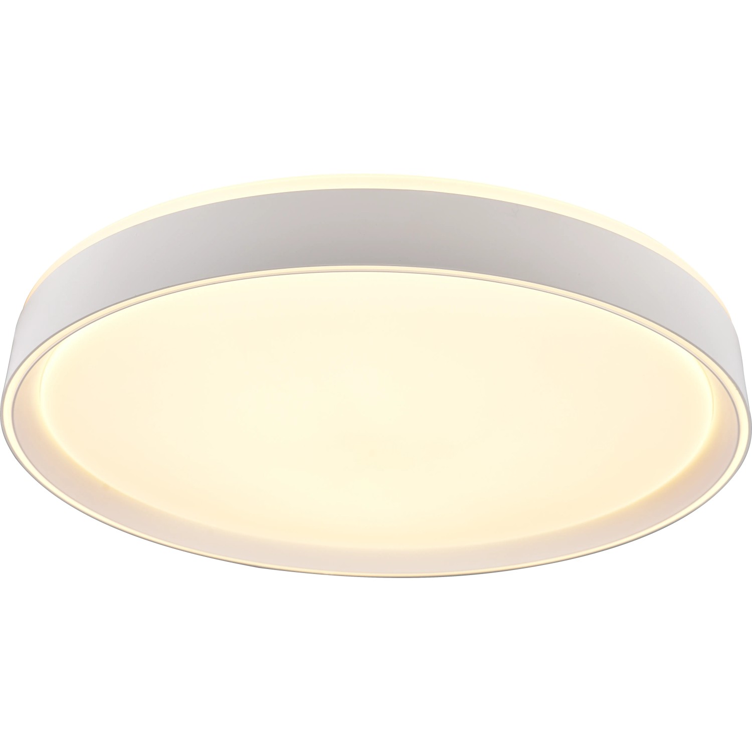 Weiße, runde MegaLight LED Deckenleuchte Shining Saturn, 49 cm Durchmesser.