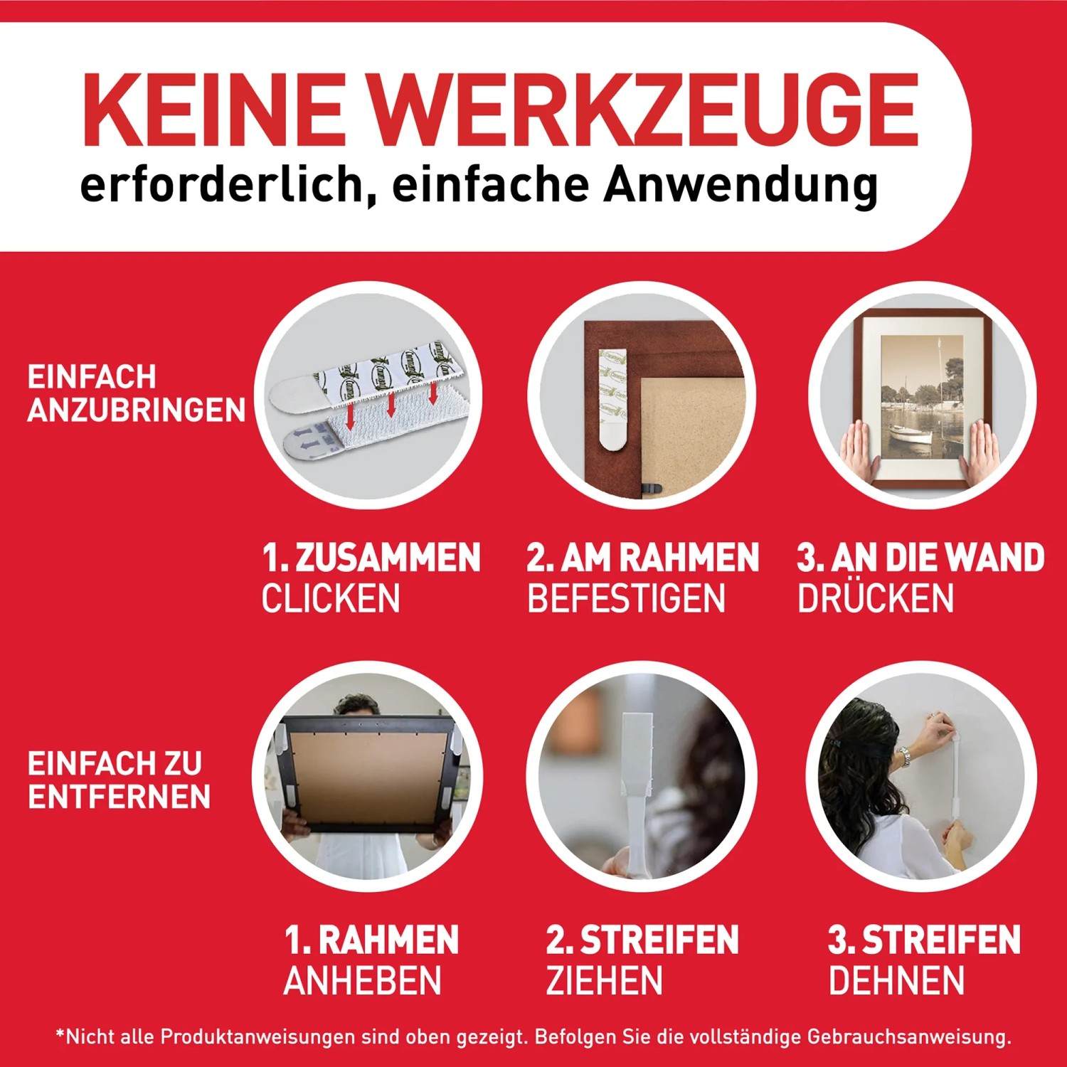 Command Bilder-Montage-Strips, mittlere, weiße Klebestreifen zur Bilderbefestigung ohne Werkzeug.