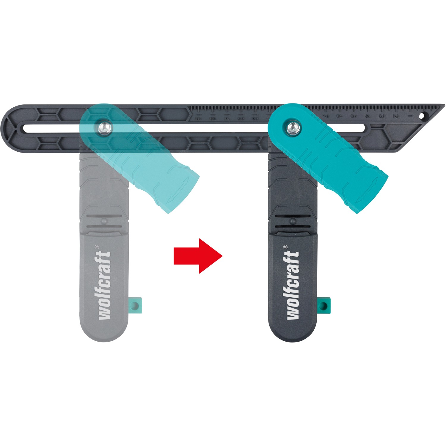 wolfcraft Winkelschmiege mit Streichmaßfunktion zum Abnehmen und Übertragen von Winkeln.